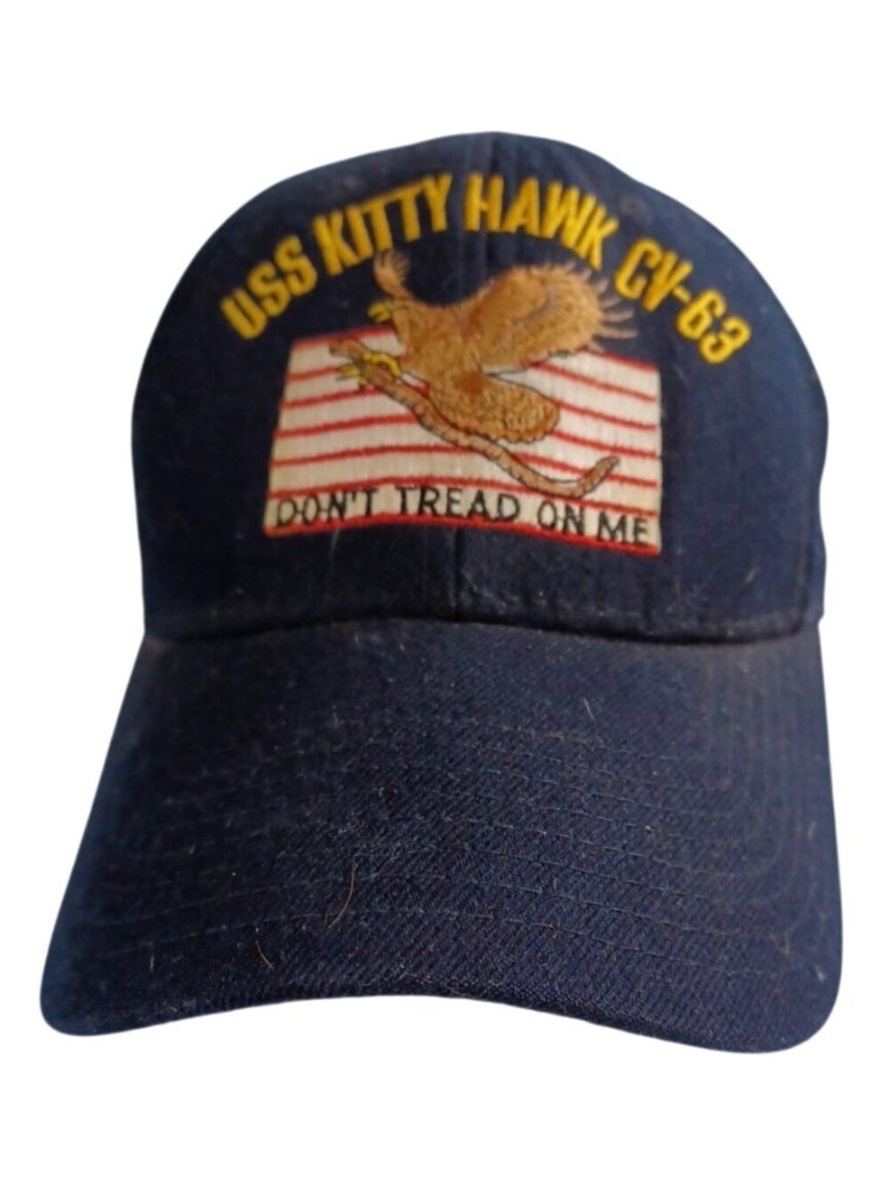 Vintage The Corps USS Kitty Hawk CV-63 Logo Blue Baseball Cap Hat One Size USA